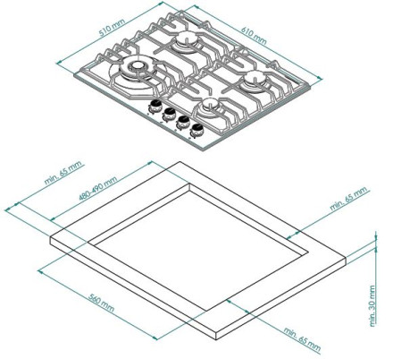 Газовая варочная панель Kuppersberg FS 610 C Bronze Газовая варочная панель Kuppersberg FS 610 C Bronze