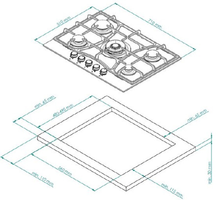 Газовая варочная панель Kuppersberg FS 710 Ant Bronze