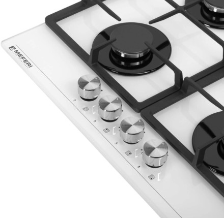 Встраиваемая газовая варочная панель Meferi MGH604WH Glass Power