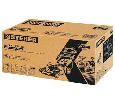 газонокосилка колесная Steher 460 мм 4.5 л.с. (GLM-460p)