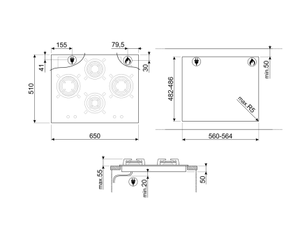 Варочная панель Smeg PV364LCN Варочная панель Smeg PV364LCN