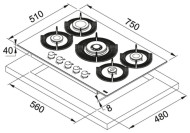 Газовая варочная панель FRANKE FHMF 755 4G DC C BK Газовая варочная панель FRANKE FHMF 755 4G DC C BK