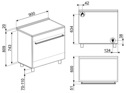 Варочный центр Smeg C95GMCMB2 Варочный центр Smeg C95GMCMB2