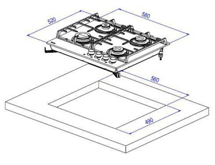 Встраиваемая газовая варочная панель Delonghi Greta 6 GW NB