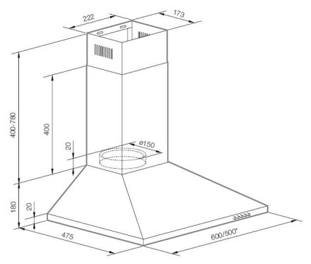 Каминная вытяжка GRAUDE DHP 50.0 W Каминная вытяжка GRAUDE DHP 50.0 W