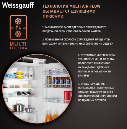 Встраиваемый холодильник Weissgauff WRKI 1969 Total NoFrost Premium EcoFresh Встраиваемый холодильник Weissgauff WRKI 1969 Total NoFrost Premium EcoFresh