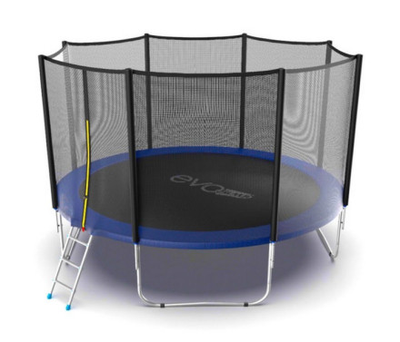 Батут Evo Jump External 12ft Blue с внешней сеткой и лестницей