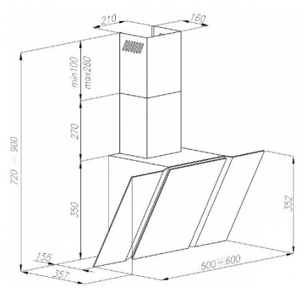 Каминная вытяжка MAUNFELD TRENT GLASS 90 серебристый / чёрный Каминная вытяжка MAUNFELD TRENT GLASS 90 серебристый / чёрный