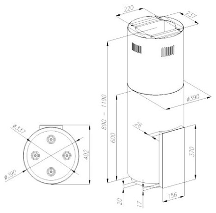 Каминная вытяжка Konigin Eqilibrium Black Каминная вытяжка Konigin Eqilibrium Black