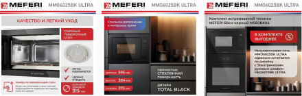 Встраиваемая микроволновая печь Meferi MMO6025BK ULTRA Встраиваемая микроволновая печь Meferi MMO6025BK ULTRA