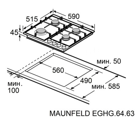 Газовая варочная панель Maunfeld EGHG.64.63CLGR/G Газовая варочная панель Maunfeld EGHG.64.63CLGR/G