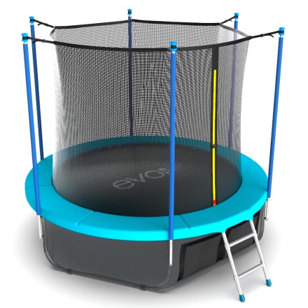 Каркасный батут EVO Jump Internal 8ft Wave морская волна с внутренней сеткой, лестницей и нижней сет