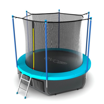 Каркасный батут EVO Jump Internal 8ft Wave морская волна с внутренней сеткой, лестницей и нижней сет