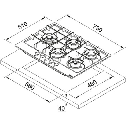 Газовая варочная панель Franke FHMA 755 4G DCL XS C Газовая варочная панель Franke FHMA 755 4G DCL XS C