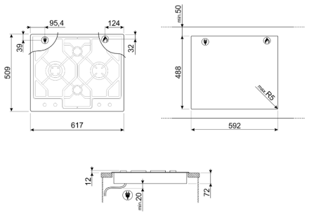 Газовая варочная панель smeg PGF64-4 Газовая варочная панель smeg PGF64-4