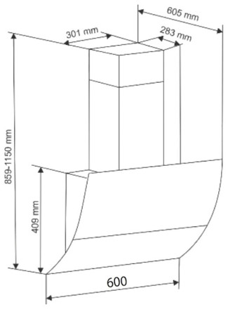 Каминная вытяжка EXITEQ 913B/CS40 60 Каминная вытяжка EXITEQ 913B/CS40 60