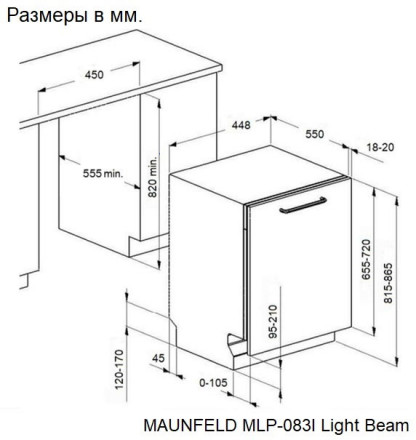 Встраиваемая посудомоечная машина Maunfeld MLP-083I Light Beam