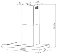 Каминная вытяжка Krona RUT 600 inox 3P-S