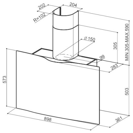 Каминная вытяжка Faber VEIL CONCRETE A90 Каминная вытяжка Faber VEIL CONCRETE A90