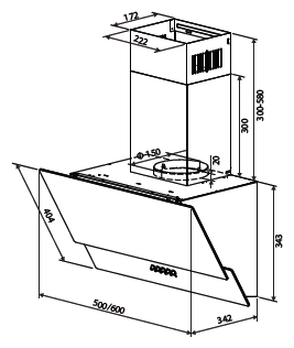 Каминная вытяжка HOMSAIR Saturn Push 60 белый Каминная вытяжка HOMSAIR Saturn Push 60 белый