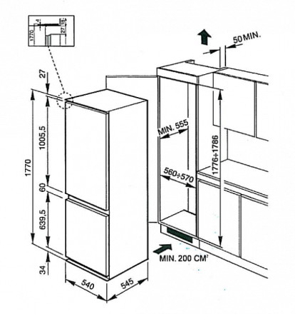 Встраиваемый холодильник SMEG cr325p1