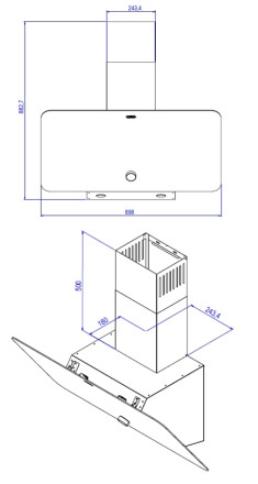 Вытяжка наклонная стеклянная Kanzler D 509 S Вытяжка наклонная стеклянная Kanzler D 509 S