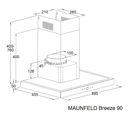Каминная вытяжка Maunfeld Breeze 90 нержавеющая сталь Каминная вытяжка Maunfeld Breeze 90 нержавеющая сталь