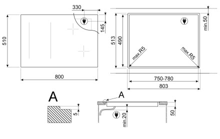Электрическая варочная панель Smeg SIM3864MB