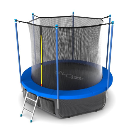 Батут Evo Jump Internal 8ft Sky синий с внутренней сеткой, лестницей и нижней сетью