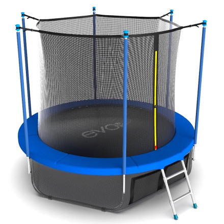 Батут Evo Jump Internal 8ft Sky синий с внутренней сеткой, лестницей и нижней сетью