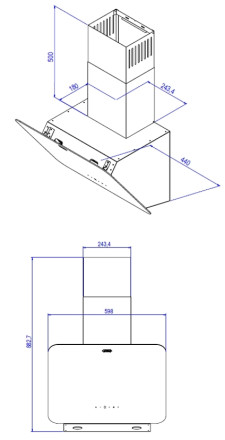 Вытяжка наклонная стеклянная Kanzler D 566 S Вытяжка наклонная стеклянная Kanzler D 566 S