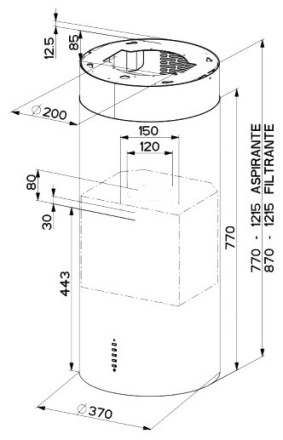 Каминная вытяжка Faber CYLINDRA ISOLA PLUS CONCRETE A37