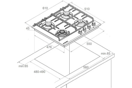 Встраиваемая газовая варочная панель Kuppersberg FS 63 SG Встраиваемая газовая варочная панель Kuppersberg FS 63 SG
