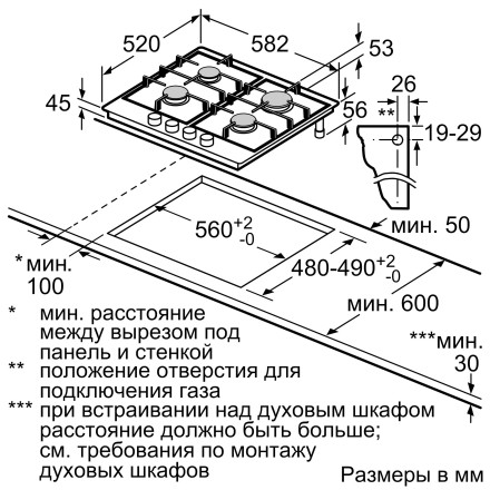 Встраиваемая газовая варочная панель Bosch PCP6A6B90R Встраиваемая газовая варочная панель Bosch PCP6A6B90R