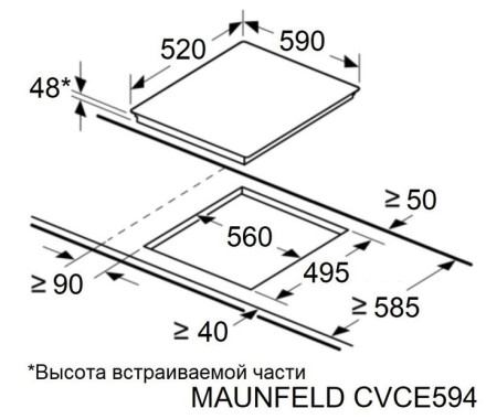 Электрическая варочная панель Maunfeld CVCE594DBK LUX Электрическая варочная панель Maunfeld CVCE594DBK LUX