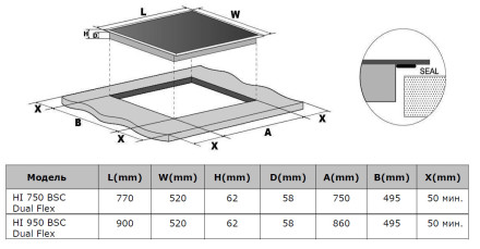 Встраиваемая индукционная варочная панель Weissgauff HI 950 BSC Dual Flex