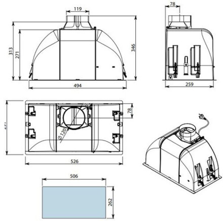 Встраиваемая вытяжка Falmec Built-In Burano 50 BK (600)