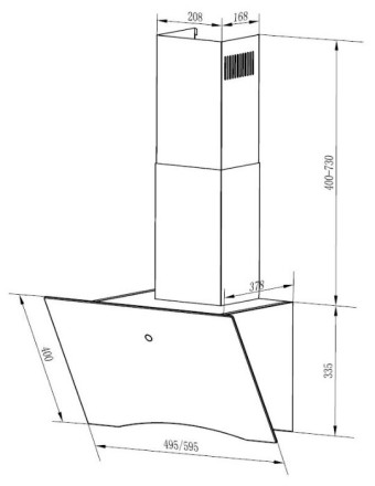 Каминная вытяжка HOMSAIR Teffi 60 черный Каминная вытяжка HOMSAIR Teffi 60 черный