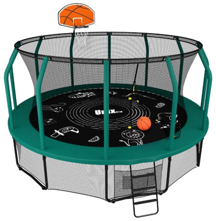 Каркасный батут Unix Line 16ft Supreme Game с баскетбольным кольцом 488х488х269 см