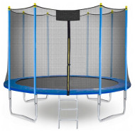 Каркасный батут Beste-Sport 13ft с внешней сеткой и лестницей 396х396х250 см