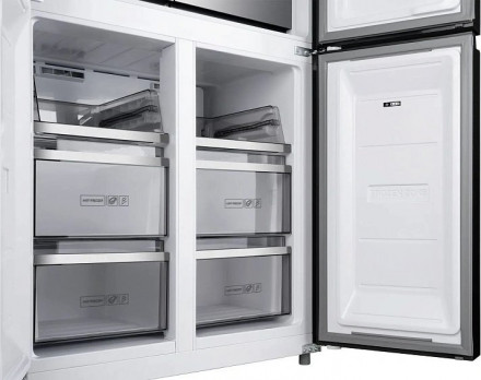Холодильник WEISSGAUFF WCD 590 NoFrost Inverter Premium EcoFresh Black Glass