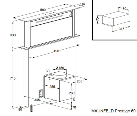Вытяжка Maunfeld Prestige 60 черный