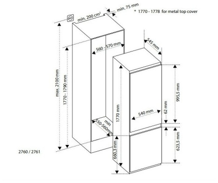 Встраиваемый холодильник Bertazzoni REF603BBNPVC/20