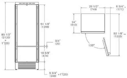Встраиваемый холодильник Bertazzoni REF755BBRXTT