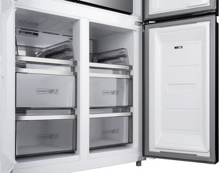 Холодильник WEISSGAUFF WCD 590 NoFrost Inverter Premium EcoFresh Inox Glass
