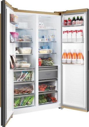 Холодильник WEISSGAUFF WSBS 1036 Inverter NoFrost Premium Сhampagne Glass