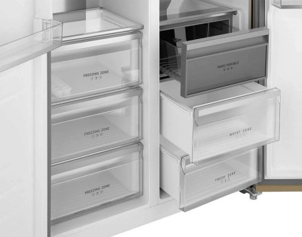Холодильник WEISSGAUFF WSBS 1036 Inverter NoFrost Premium Сhampagne Glass
