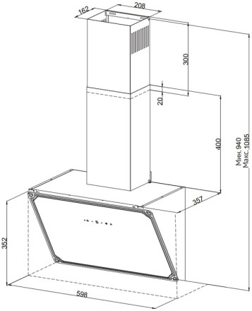 Каминная вытяжка Korting KHC 69059 RGW Каминная вытяжка Korting KHC 69059 RGW