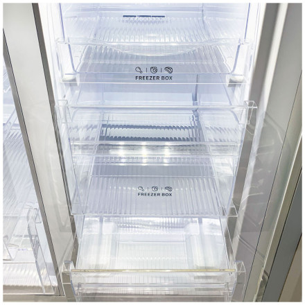 Холодильник Side by Side Ginzzu NFI-4414 White glass