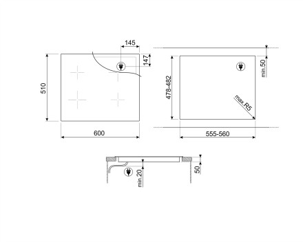Электрическая варочная панель Smeg SIM1644DG Электрическая варочная панель Smeg SIM1644DG